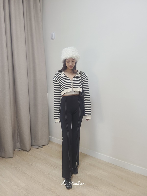 木耳邊拉鍊條紋外套(闆娘.花花清單)